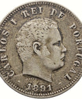 1891 200 Reis Portugal Coin Carlos I Silver