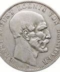 1851 B 1 Thaler Hannover Coin Germany Ernest Augustus Silver