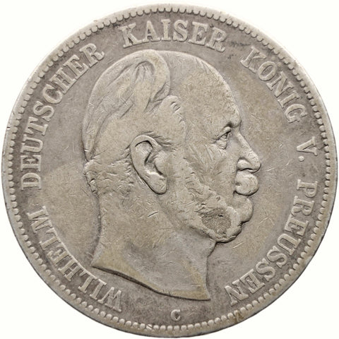 1876 5 Mark Prussia Coin Germany Wilhelm I Silver Frankfurt am Main Mint