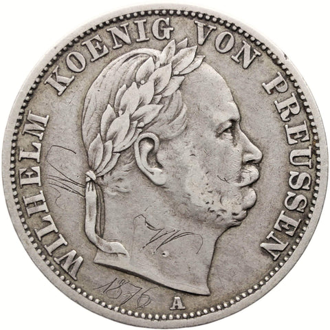 1866 1 Vereinsthaler Prussia Coin Silver Germany Wilhelm I Berlin Mint