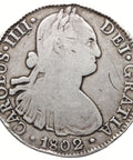 1802 Mo FT 8 Reales Mexico Coin Charles IV Silver