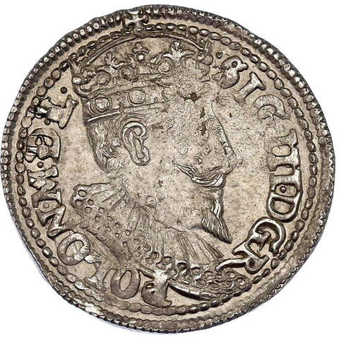 1596 3 Groschen Trojak Polish–Lithuanian Coin Olkusz Mint Sigismund III Vaza Silver