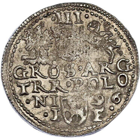 1596 3 Groschen Trojak Polish–Lithuanian Coin Olkusz Mint Sigismund III Vaza Silver