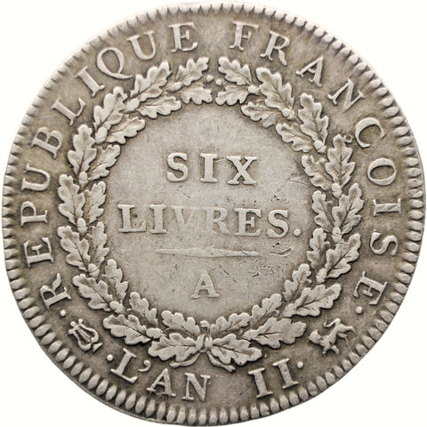 1793 A 6 Livres France Coin Paris Mint