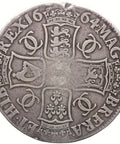 1664 Crown Charles II Coin UK Silver
