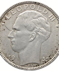 1935 20 Francs Belgium Coin Leopold III Silver