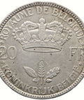1935 20 Francs Belgium Coin Leopold III Silver