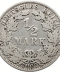 1907 A Half Mark Germany Coin Wilhelm II Silver Berlin Mint