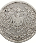 1907 A Half Mark Germany Coin Wilhelm II Silver Berlin Mint