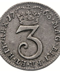 1763 3 Pence George III Coin Maundy UK Silver