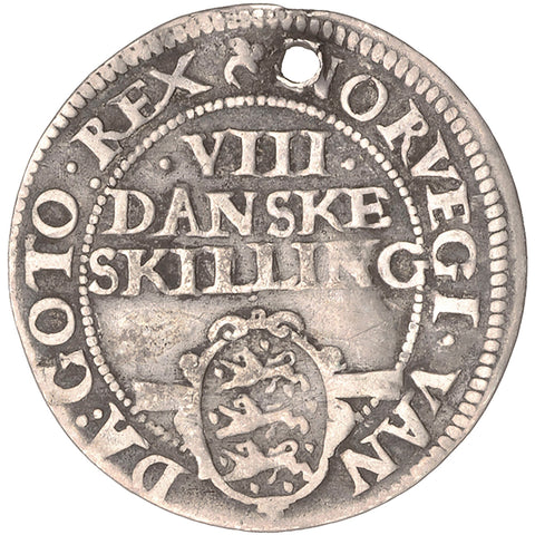 1608 8 Skilling Dansk Denmark Coin Christian IV Silver Copenhagen Mint