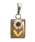 Pressed Flowers 1970’s Vintage 925 Sterling Silver Glass Pendant