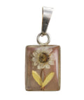 Pressed Flowers 1970’s Vintage 925 Sterling Silver Glass Pendant