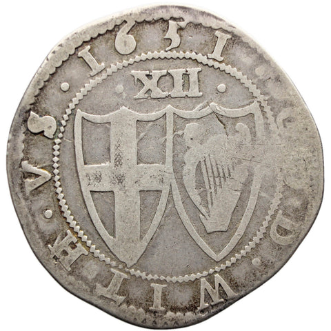 Rare 1651 Commonwealth Shilling Oliver Cromwell Coin Silver Sun Mintmark