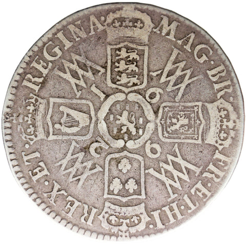 Rare 1692 1/2 Crown William and Mary QVINTO Coin UK Silver 2nd busts