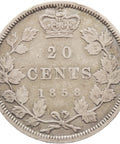 Rare 1858 20 Cents Canada Silver Coin Queen Victoria