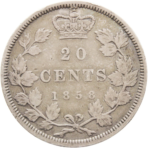 Rare 1858 20 Cents Canada Silver Coin Queen Victoria