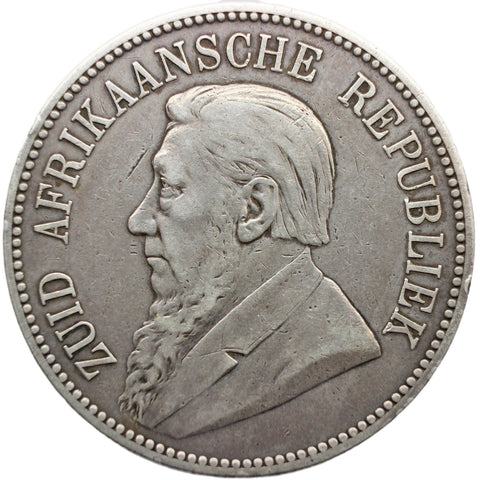 Rare 1892 5 Shilling South Africa Crown Silver Coin Double Shaft Paul Kruger