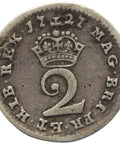 Rare T over T 1727 2 Pence Maundy Coinage George I Great Britain Silver Coin