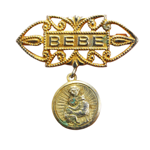 Religion Medallion Pin Medal Vintage