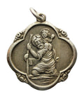 Religion St Christopher Silver Pendant Medallion Vintage