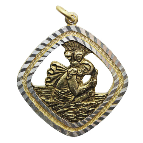 St Christopher Pendant Medallion Religion Vintage
