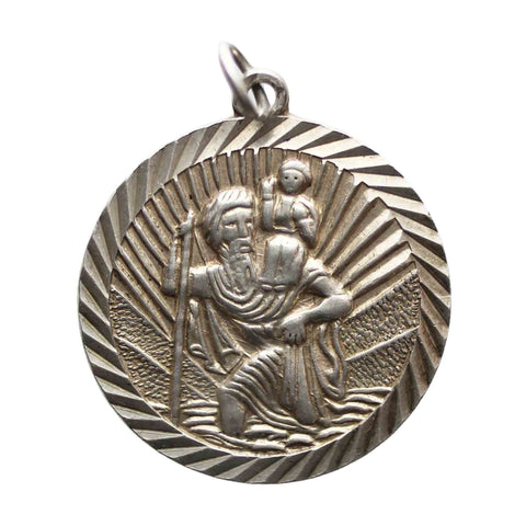 Sterling Silver St Christopher Christian Pendant Vintage