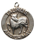 Taurus Zodiac Sign Silver Pendant Vintage