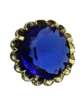 Vintage Brooch Blue Glass Signed