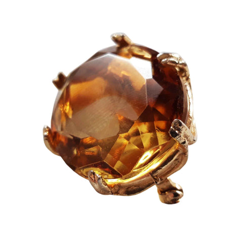 Vintage Brooch Citrine Color Glass
