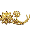 Vintage Brooch Flower Daisy Glass Crystal Gold Color