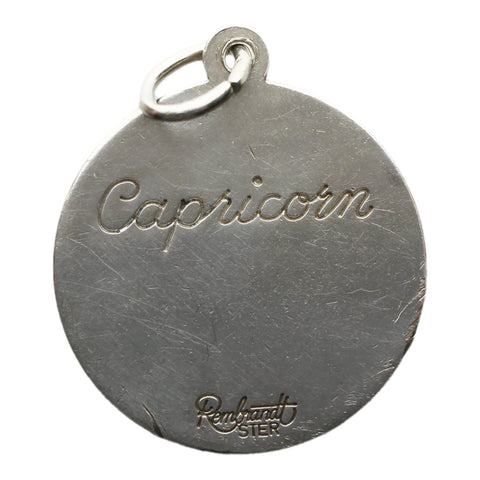 Vintage Capricorn Silver Zodiac Signs Pendant