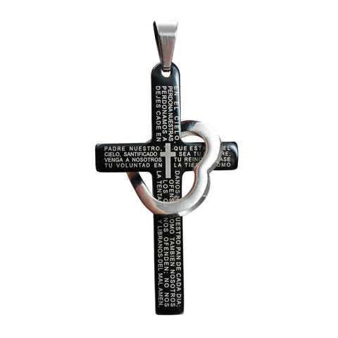 Vintage Cross and Heart Pendant