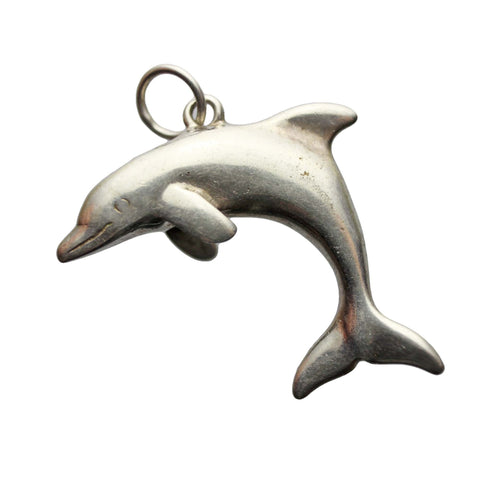 Vintage Dolphin Pendant Sterling Silver