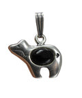 Vintage Silver American Bear Symbol Pendant Talisman Hallmarked Old Carlisle Jewellery Albuquerque Black Stone