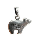 Vintage Silver American Bear Symbol Pendant Talisman Hallmarked Old Carlisle Jewellery Albuquerque Black Stone