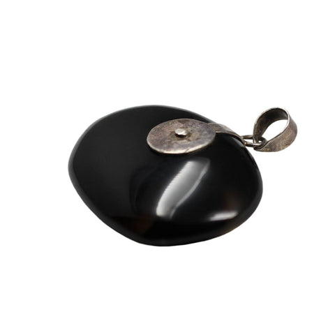 Vintage Silver and Black Stone Pendant