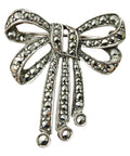 Vintage Silver Brooch Marcasite Bow