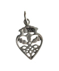 Vintage Thistle Flower Scotland Heart Pendant Sterling Silver